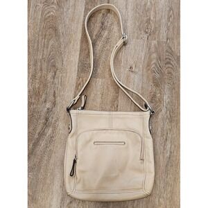 Fossil Tan Blonde Leather Crossbody Messenger Bag Purse w/Adjustable Strap